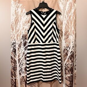 Loft Black And White Striped Dress - Size 14 - image 1